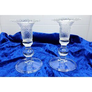 vintage set of 2 italian made artmark frosted tops candle holders